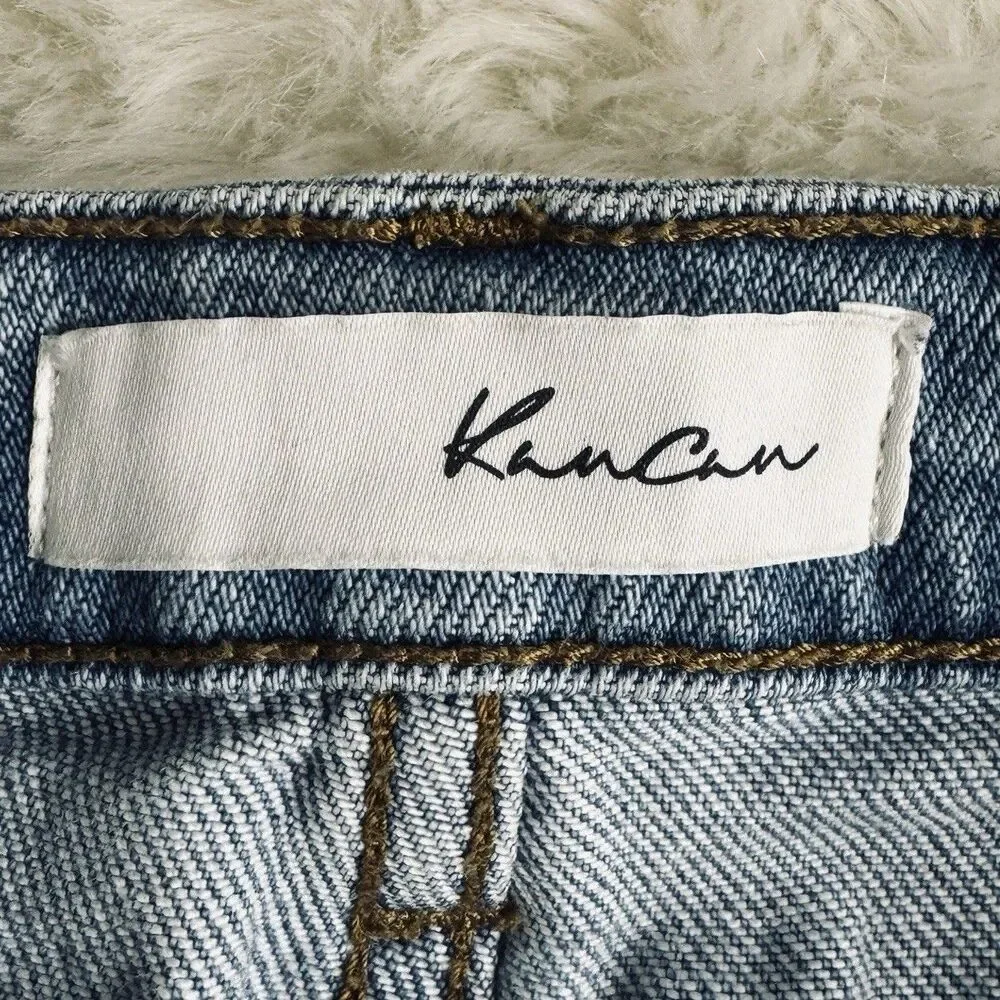 KanCan High Rise Jeans 5/26 (27x29) Blue Distressed Holes Tapered Denim Juniors